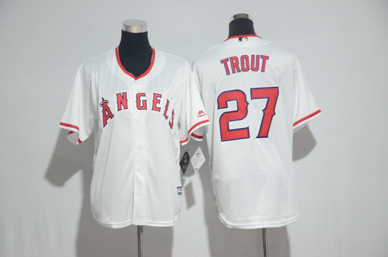 Youth 2017 MLB Los Angeles Angels #27 Trout White Jerseys->youth mlb jersey->Youth Jersey